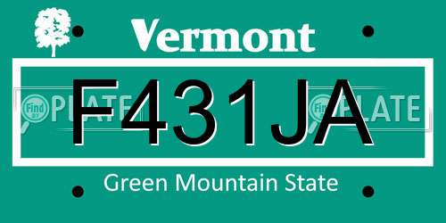 F431JA Vermont License Plate