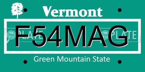 F54MAG Vermont License Plate