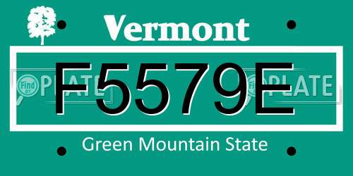F5579E Vermont License Plate