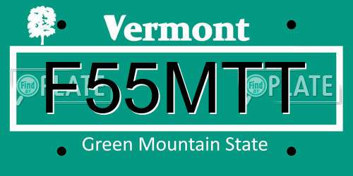 F55MTT Vermont License Plate