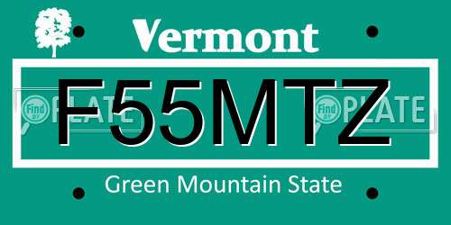 F55MTZ Vermont License Plate