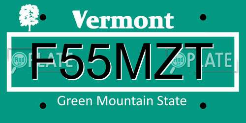 F55MZT Vermont License Plate