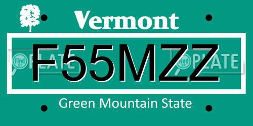 F55MZZ Vermont License Plate