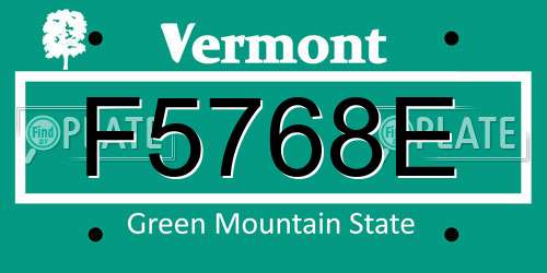 F5768E Vermont License Plate