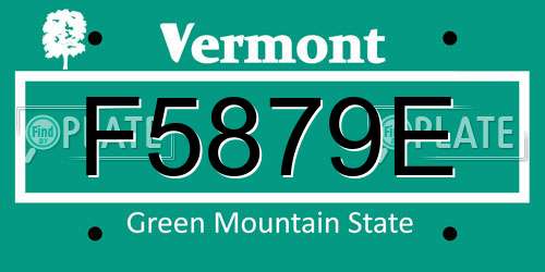 F5879E Vermont License Plate