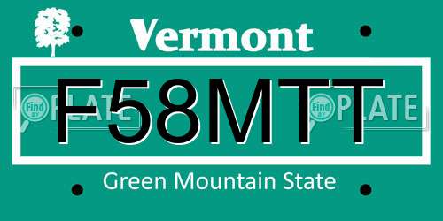 F58MTT Vermont License Plate