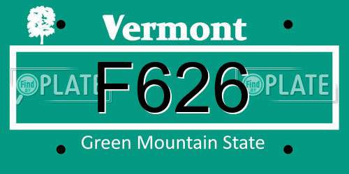 F626 Vermont License Plate