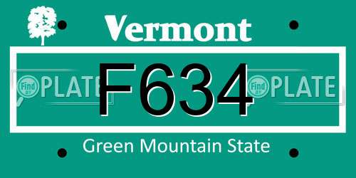 F634 Vermont License Plate