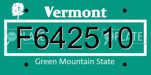 F642510 Vermont License Plate