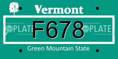 F678 Vermont License Plate