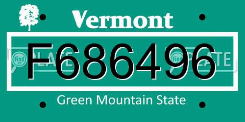 F686496 Vermont License Plate
