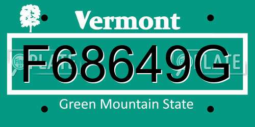 F68649G Vermont License Plate