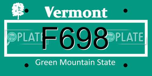 F698 Vermont License Plate