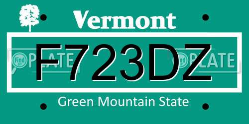 F723DZ Vermont License Plate