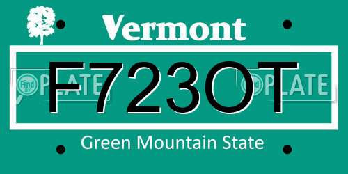 F723OT Vermont License Plate