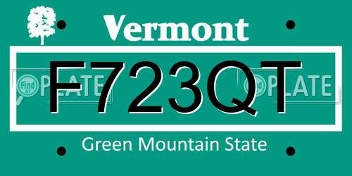 F723QT Vermont License Plate