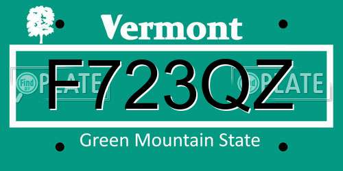 F723QZ Vermont License Plate