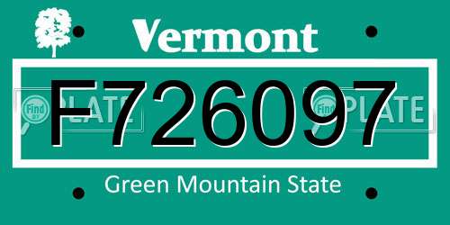 F726097 Vermont License Plate