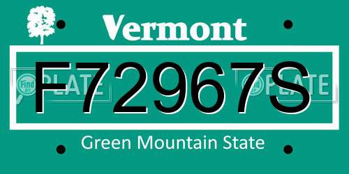 F72967S Vermont License Plate