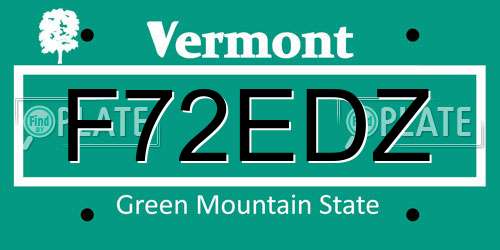 F72EDZ Vermont License Plate