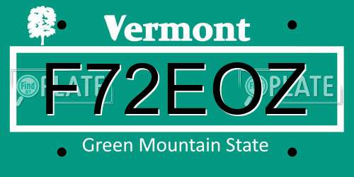 F72EOZ Vermont License Plate