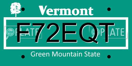 F72EQT Vermont License Plate