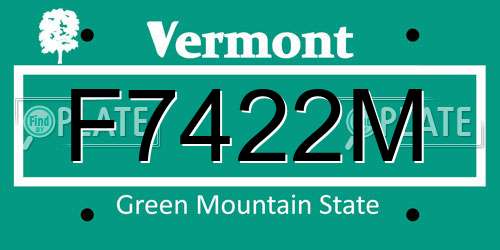 F7422M Vermont License Plate