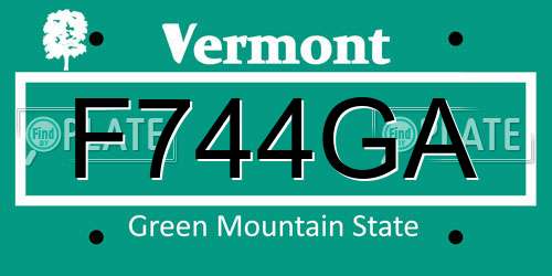 F744GA Vermont License Plate