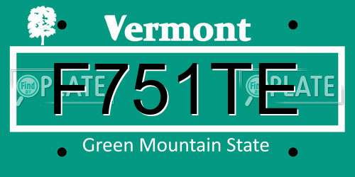 F751TE Vermont License Plate
