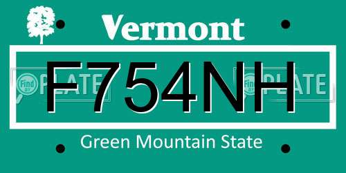 F754NH Vermont License Plate