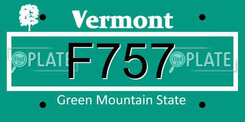 F757 Vermont License Plate