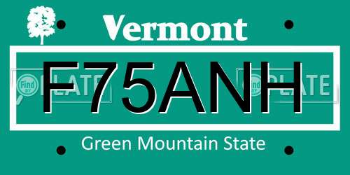 F75ANH Vermont License Plate