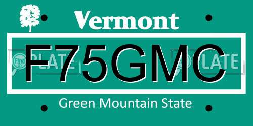 F75GMC Vermont License Plate