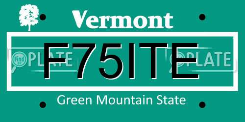 F75ITE Vermont License Plate