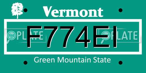 F774EI Vermont License Plate