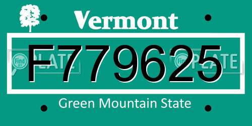 F779625 Vermont License Plate