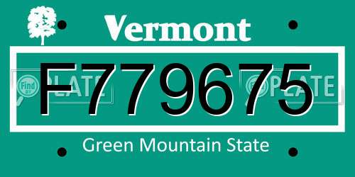 F779675 Vermont License Plate