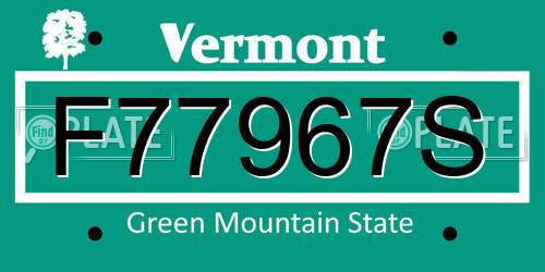 F77967S Vermont License Plate