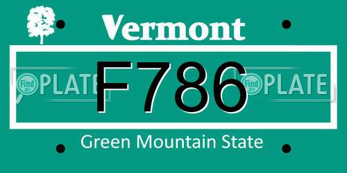 F786 Vermont License Plate