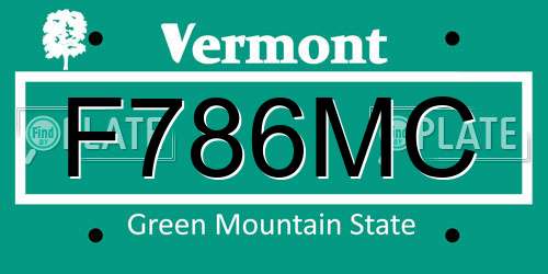 F786MC Vermont License Plate