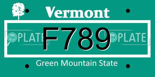 F789 Vermont License Plate
