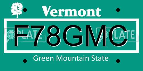 F78GMC Vermont License Plate