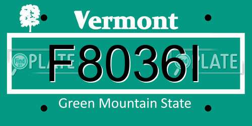 F8036I Vermont License Plate