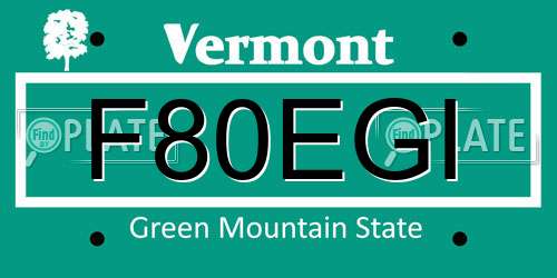 F80EGI Vermont License Plate
