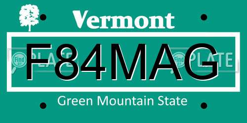 F84MAG Vermont License Plate