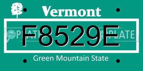 F8529E Vermont License Plate