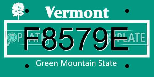F8579E Vermont License Plate