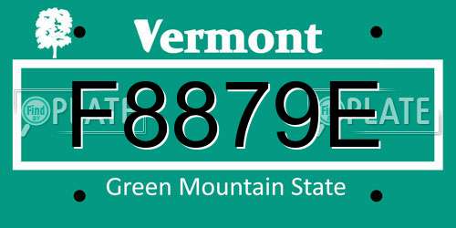 F8879E Vermont License Plate