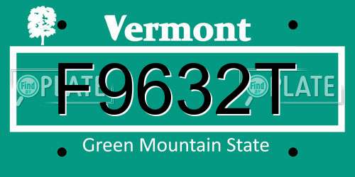 F9632T Vermont License Plate
