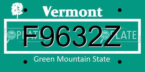 F9632Z Vermont License Plate